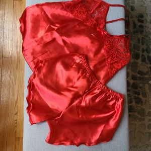 Satin and Lace pajama set WITH Jacquard Robe